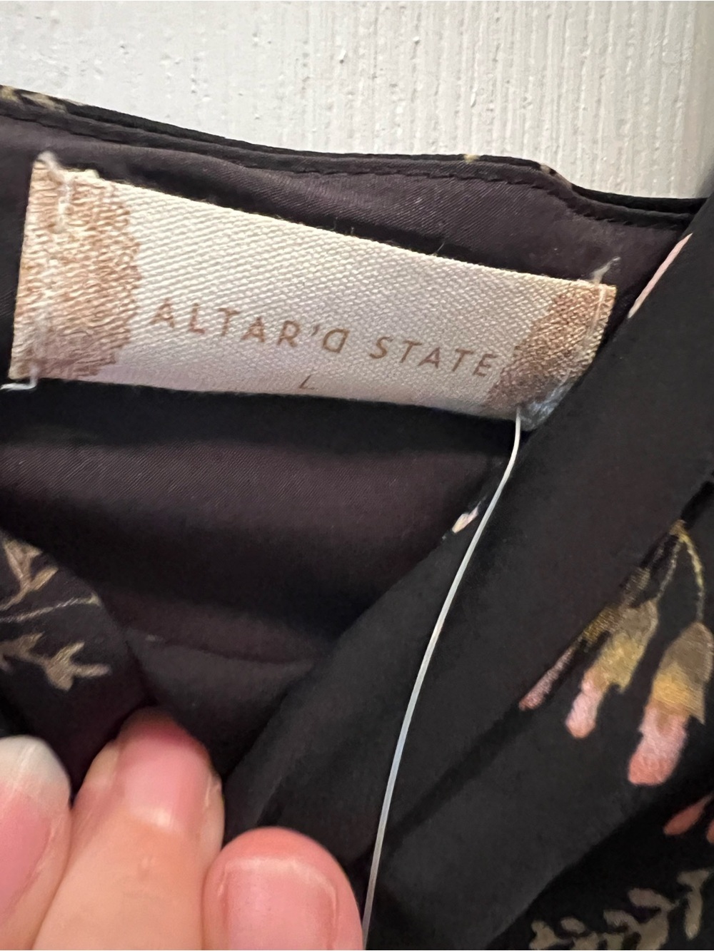 Altar'd State Black maxi Slip Dress with Pink & Green Floral Print boho prairie - Picture 5 of 6